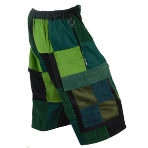 Ixchel Classic Corduroy Cargo Patchwork Shorts - Green