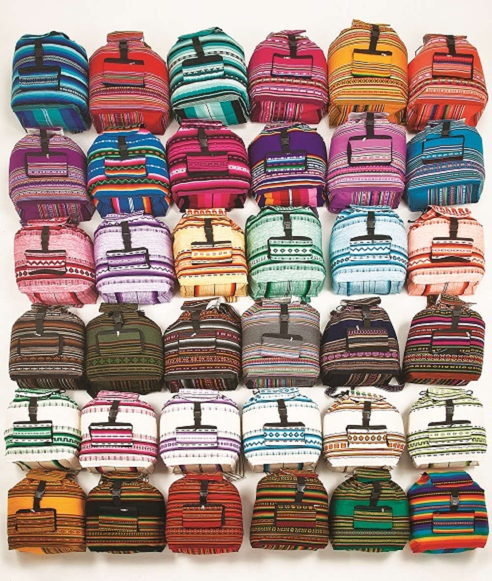 Colorful Woven Cotton Backpack with Front Zipper Pouch SALE