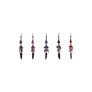 Copper with Chip Stone and Metal Dangle Feather Earrings SALE