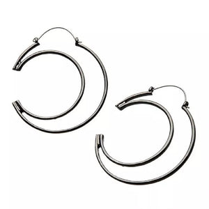 Cutout Moon Plug Hoops - 20g