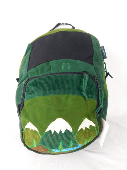 Denim & Corduroy Backpack with Mountain Applique SALE