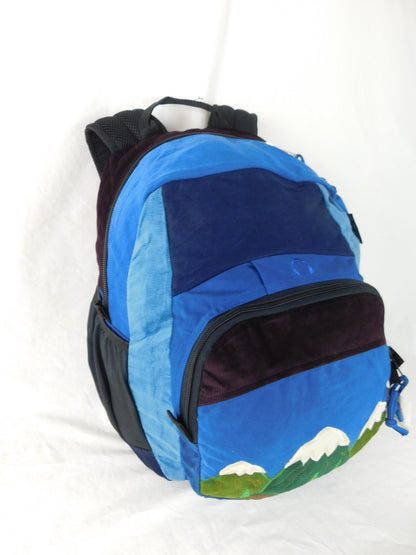 Denim & Corduroy Backpack with Mountain Applique SALE