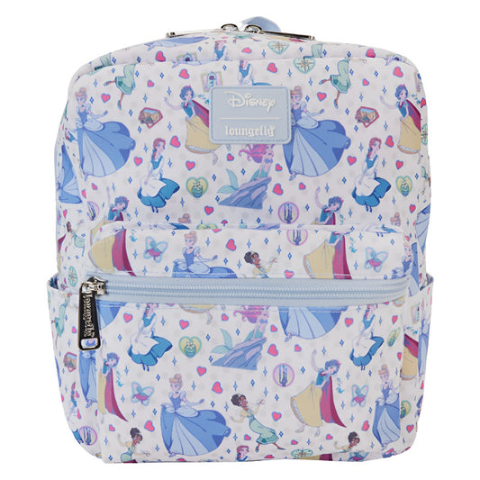 Loungefly Disney Princess Manga Style All-Over Print Nylon Square Mini Backpack SALE
