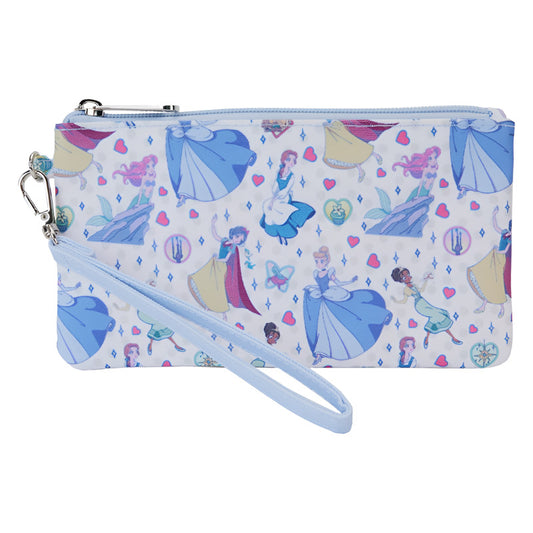 Loungefly Disney Princess Manga Style All-Over Print Nylon Zipper Pouch Wristlet SALE