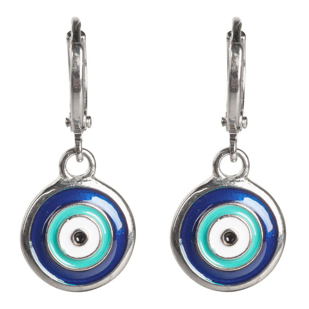 Evil Eye Hoop Earrings w/ Dark Blue Middle