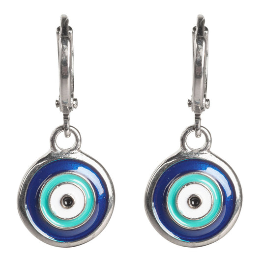 Evil Eye Hoop Earrings w/ Dark Blue Middle