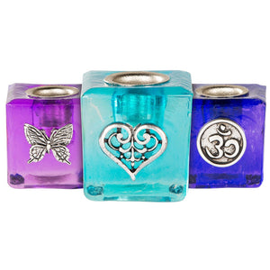 Glass Mini Candle Holder with Pendants
