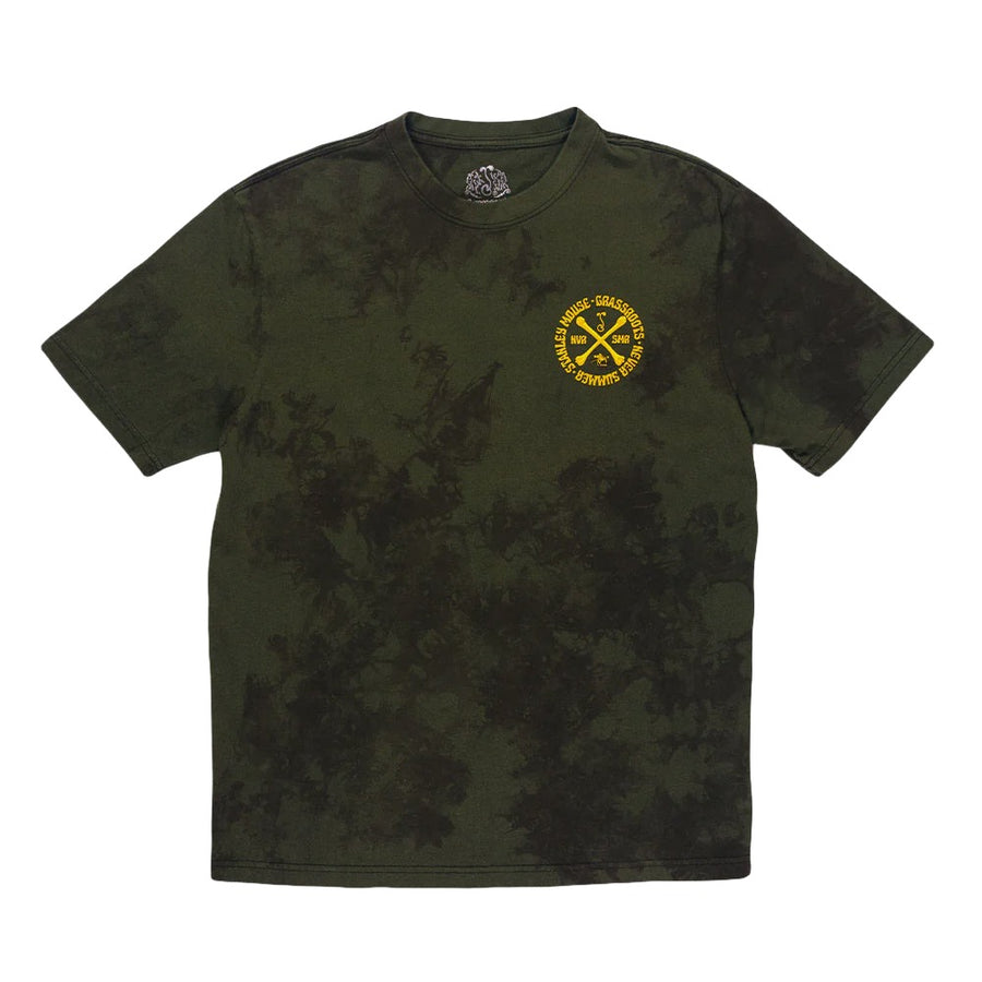 Grassroots California Stanley Mouse Mandolin Jester Never Summer Green Dyed T-Shirt SALE