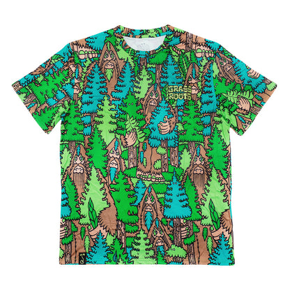 Bigfoot In The Woods Green T Shirt