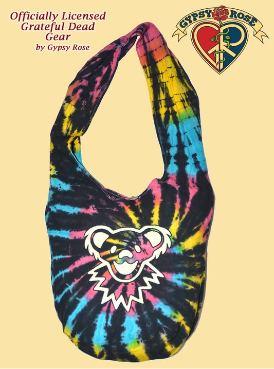 Grateful Dead Dancing Bear Face Tye Dye Cotton Peddler Bag SALE
