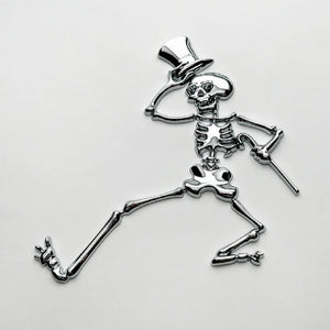 Grateful Dead The Dancing Skeleton Badge - Chrome