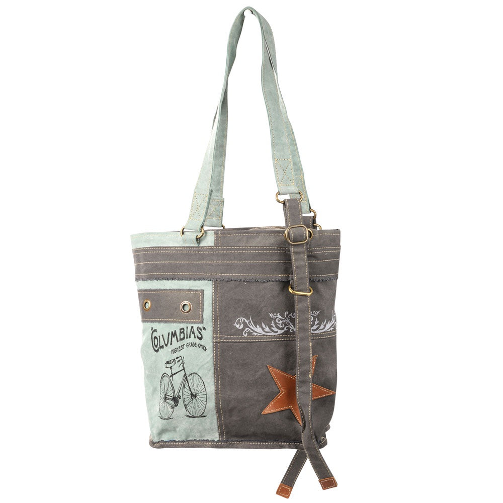 Clea Ray Gray & Aqua Columbias Canvas Tote Bag