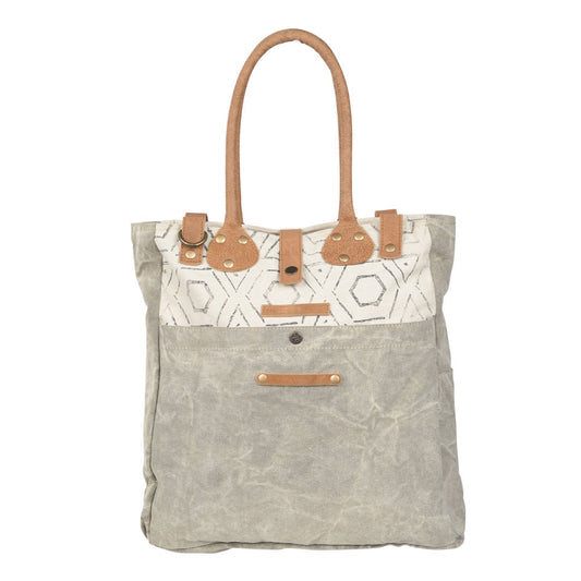 Clea Ray Grey Canvas Top Pattern Bag