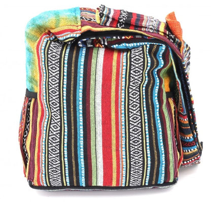 Tie Dyed Hemp Embroidered Frog and Mushroom Crossbody Bag