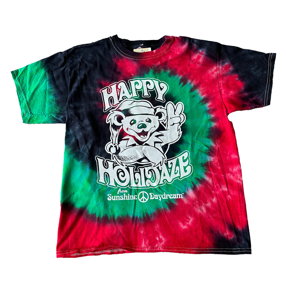 Happy Holidaze Santa Bear Tie Dye T-Shirt SALE