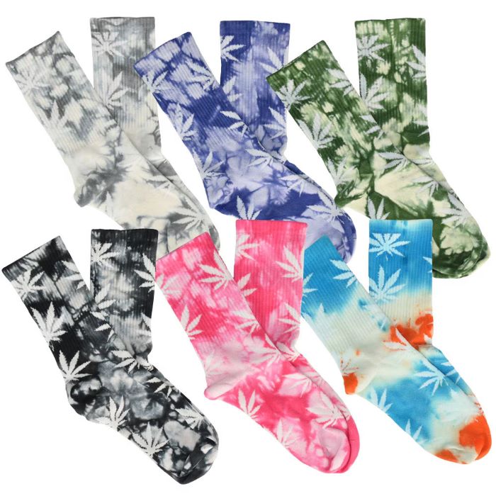 Hemp Leaf Socks 6 pack - Tie Dye Assorted