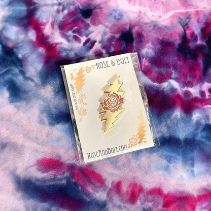 Rose & Bolt Logo Pin | Gold