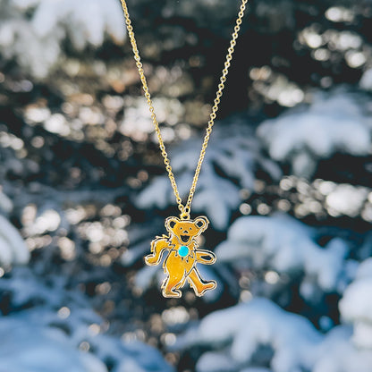 Dancing Bear Birthstone Necklace | Gold