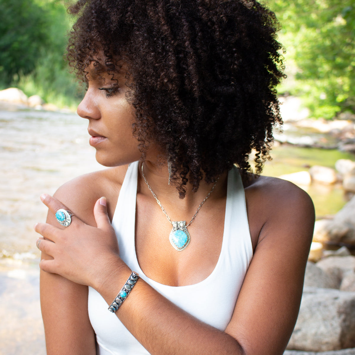Moon Phases Cuff Bracelet | Turquoise