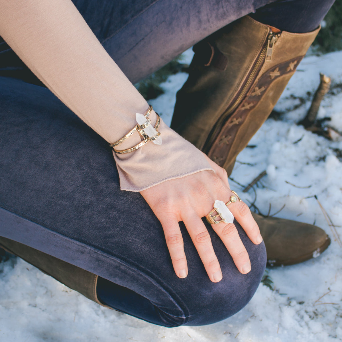 Crystal Cuff Bracelet | Gold