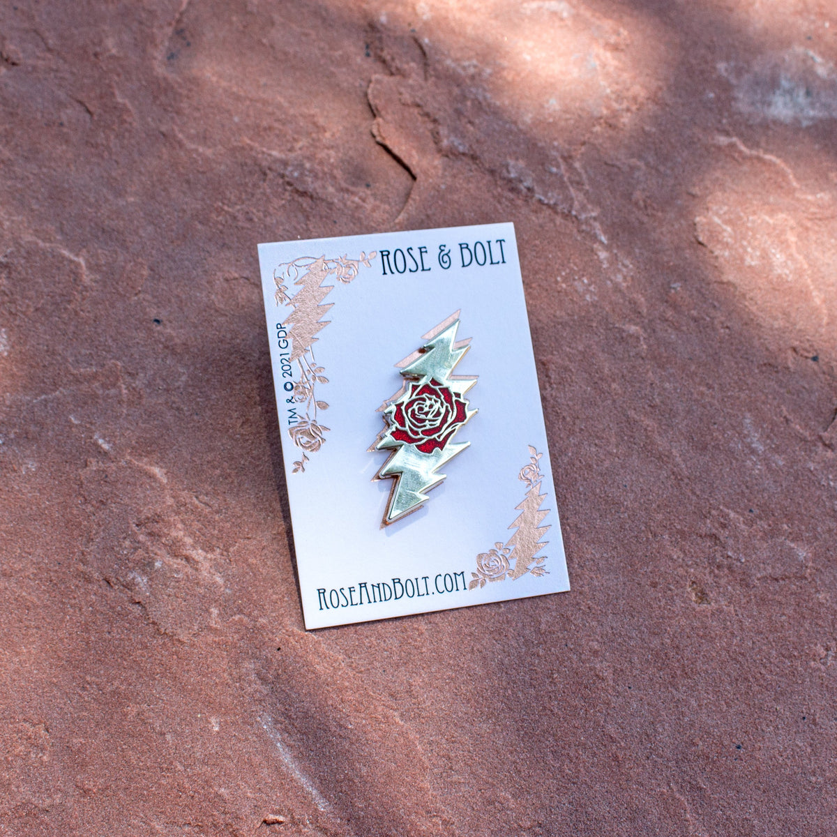 Rose & Bolt Logo Pin | Silver