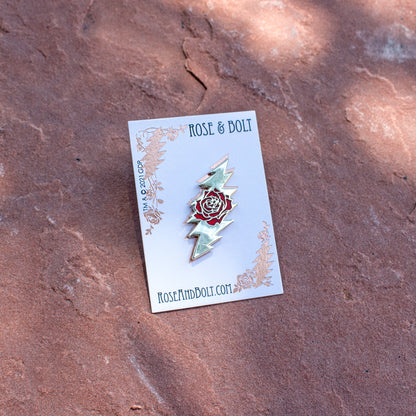 Rose & Bolt Logo Pin | Silver