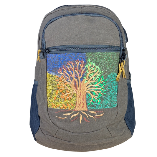 Medium 4 Seasons Denim Embroidery Backpack