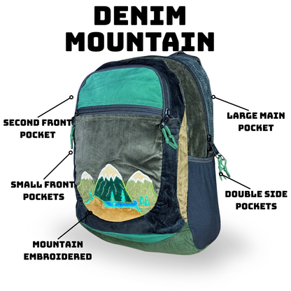 Medium Corduroy Mountain Embroidery Backpack
