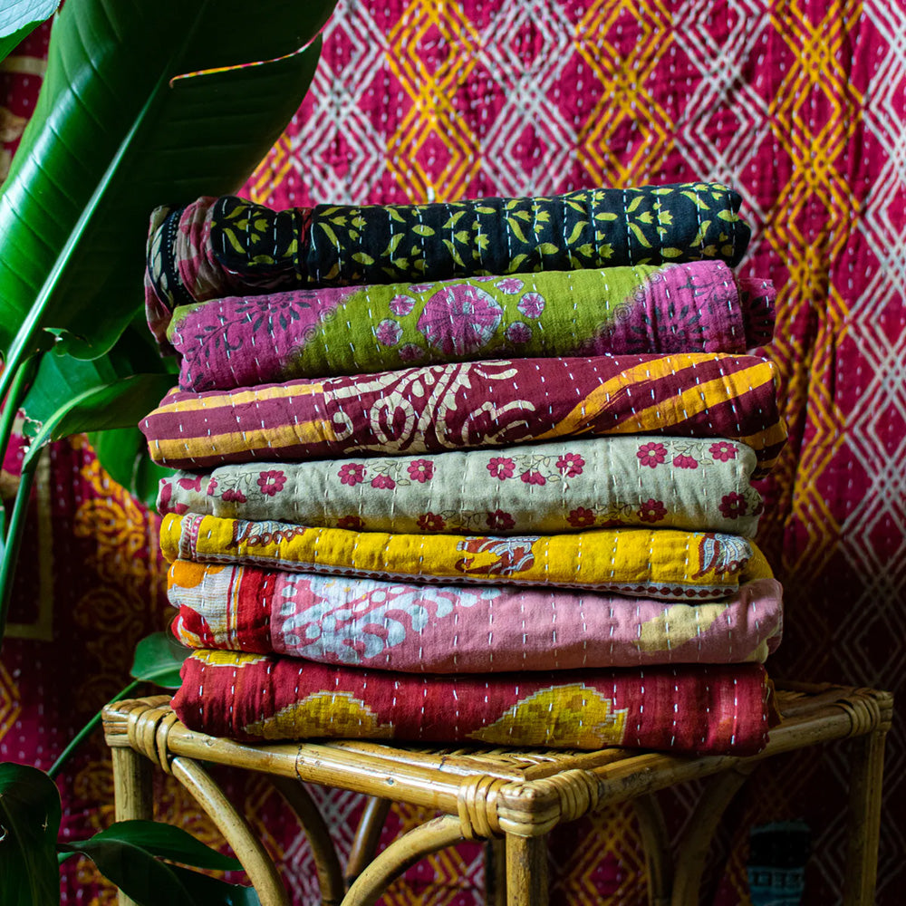 Kantha Quilt Blanket 55x75