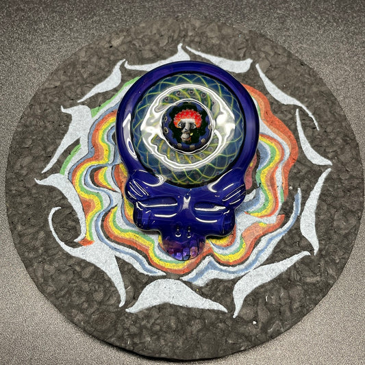 Paulie 2 Fingers Grateful Dead Blue Skull with Mushroom Millie Pendant