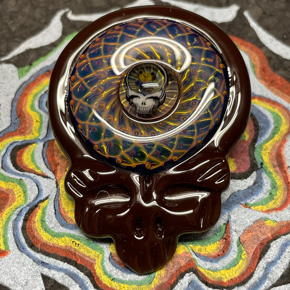 Paulie 2 Fingers Grateful Dead Skull with Stealie Bear Millie Pendant