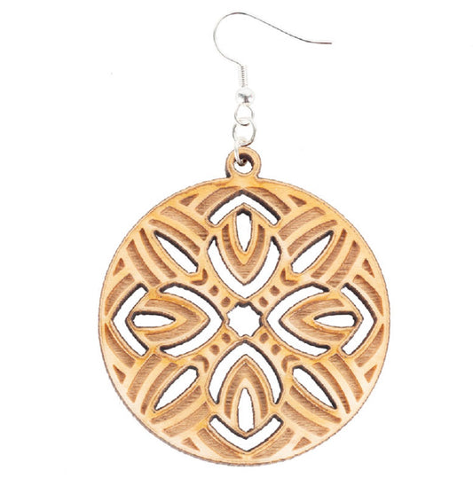 Laser Cut Wood Earrings - Circular Shape Flower SALE