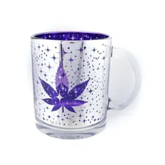 Metallic Silver and Purple Leaf Mug