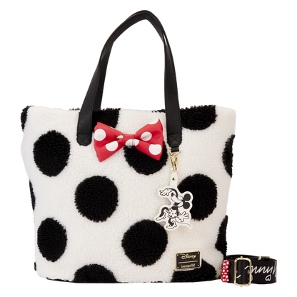 Loungefly Minnie Mouse Rocks the Dots Classic Sherpa Tote Bag SALE