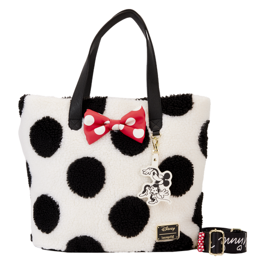 Loungefly Minnie Mouse Rocks the Dots Classic Sherpa Tote Bag SALE