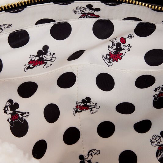 Loungefly Minnie Mouse Rocks the Dots Classic Sherpa Tote Bag SALE
