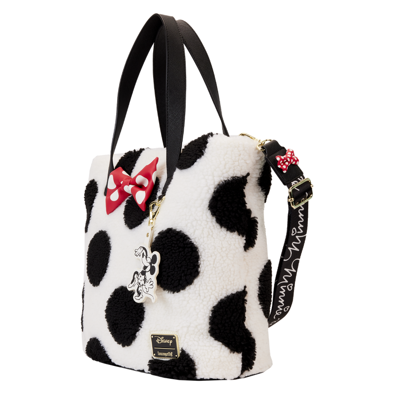 Loungefly Minnie Mouse Rocks the Dots Classic Sherpa Tote Bag SALE