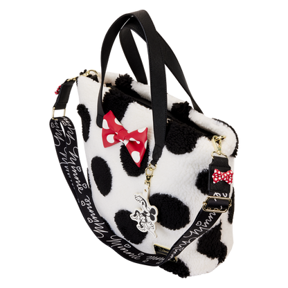 Loungefly Minnie Mouse Rocks the Dots Classic Sherpa Tote Bag SALE