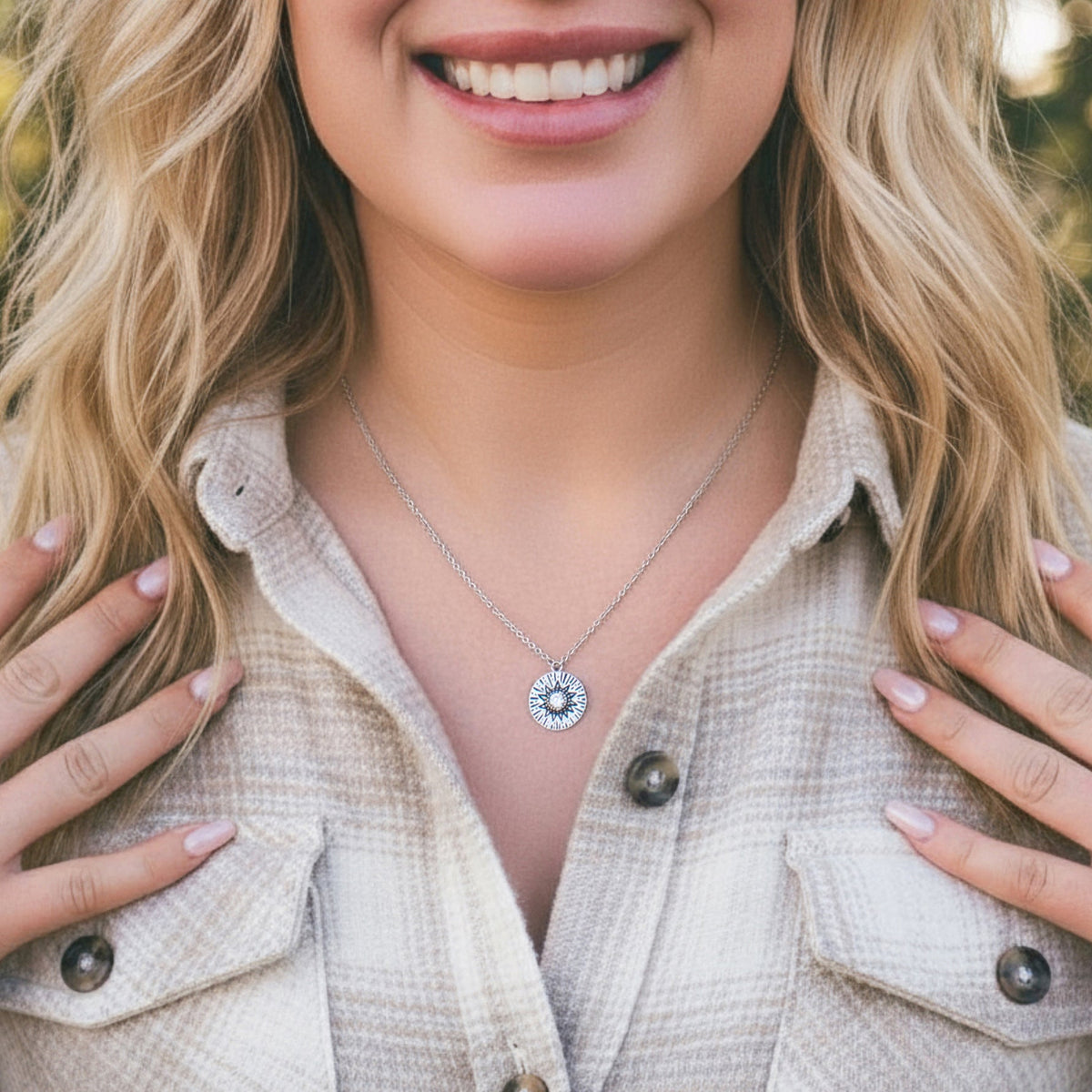 Circles Around the Sun Birthstone Necklace | Silver