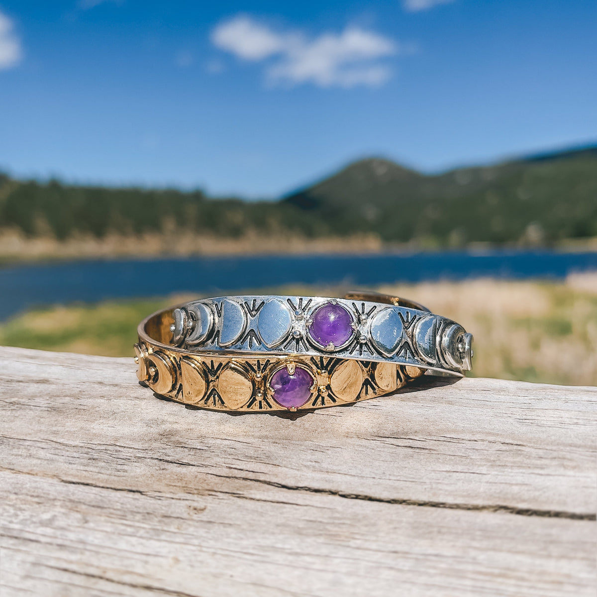 Moon Phases Cuff Bracelet | Amethyst