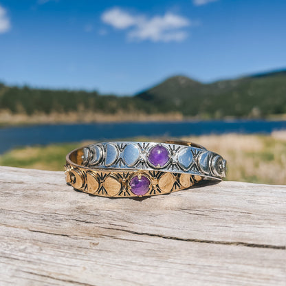 Moon Phases Cuff Bracelet | Amethyst