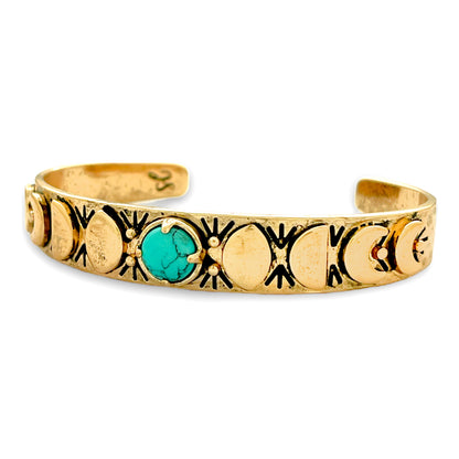 Moon Phases Cuff Bracelet | Turquoise