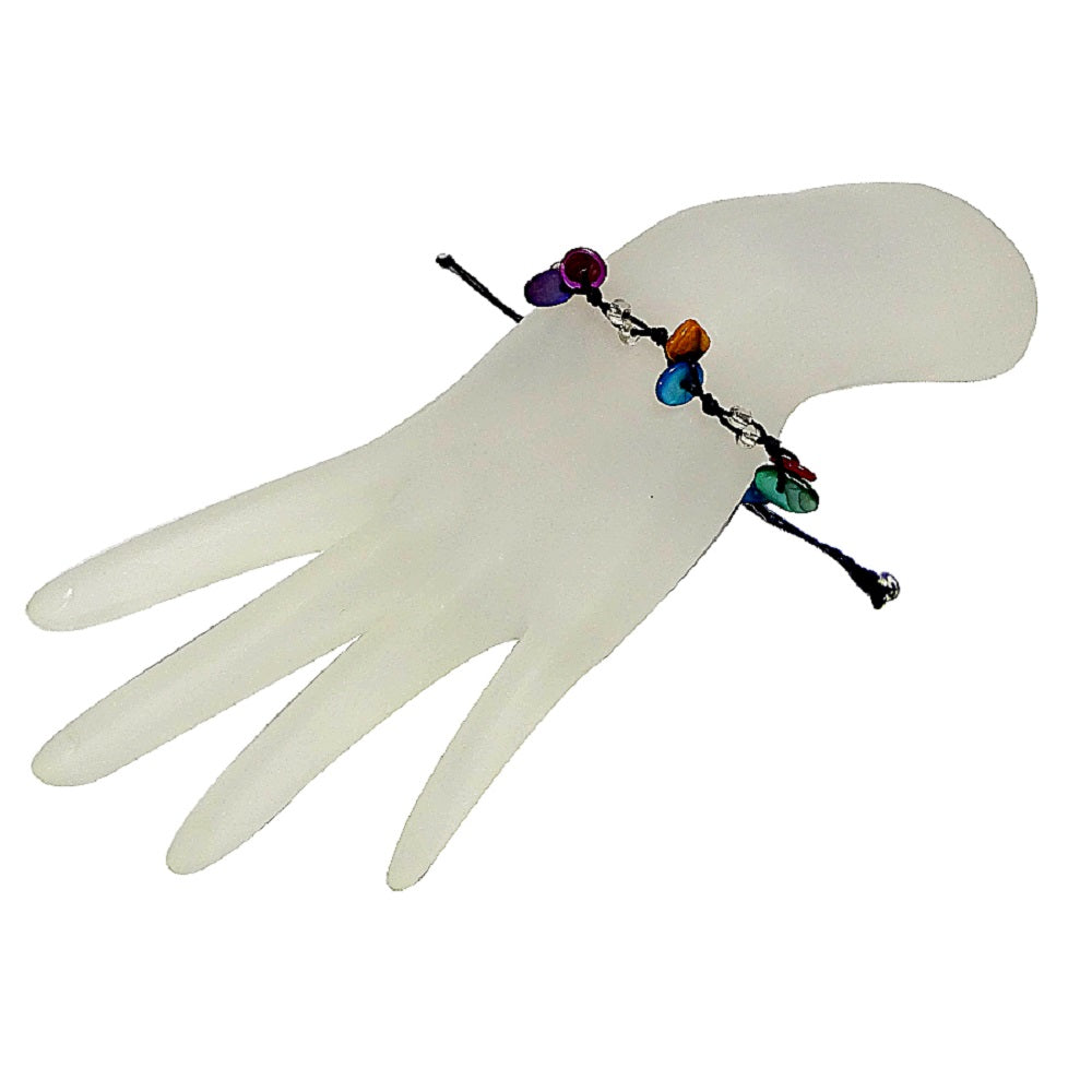 Multi Stone Chip Pull Tie Bracelet