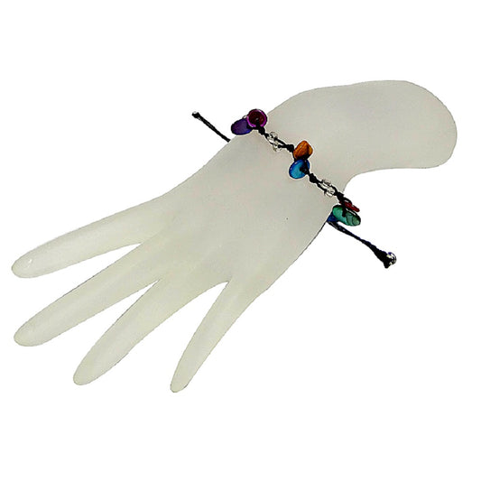 Multi Stone Chip Pull Tie Bracelet