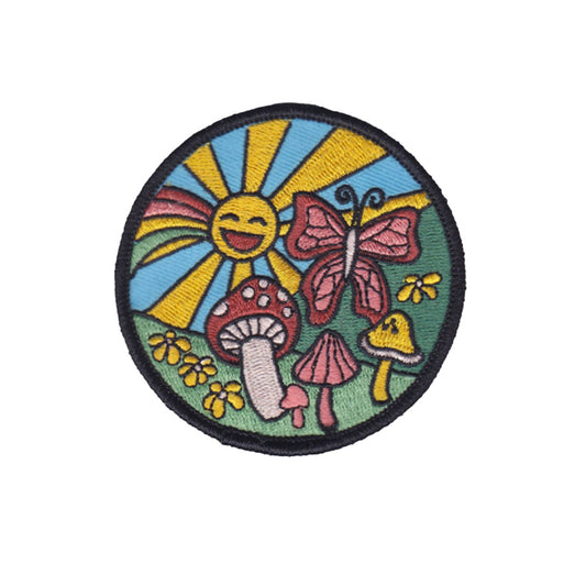 Mushroom Scene Iron-On Patch