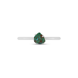 Natural Rough Chrysocolla Ring - 925 Sterling Silver