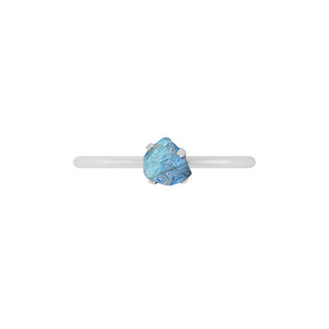 Natural Rough Rainbow Moonstone Ring - 925 Sterling Silver