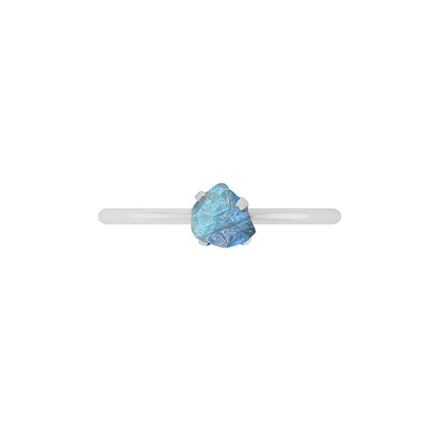 Natural Rough Rainbow Moonstone Ring - 925 Sterling Silver
