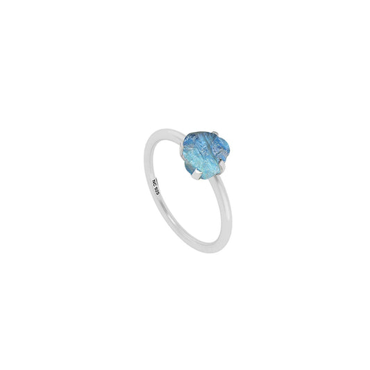 Natural Rough Rainbow Moonstone Ring - 925 Sterling Silver