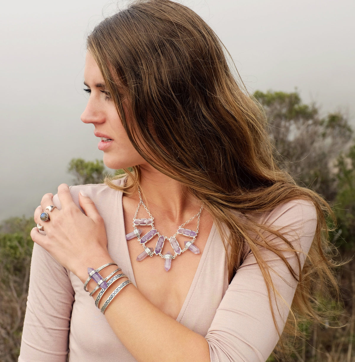 Northstar Crystal Necklace | Silver